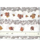 RUST TAN &amp; BROWN FLORAL on ECRU Cotton Poly TEE KNIT Fabric 60&quot; wide x 1 yd - £3.95 GBP