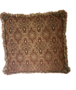 Pair 20&quot; Large Fringed Decorative Brown &amp; Tan Patterned Sofa Throw Pillo... - $66.27 CAD