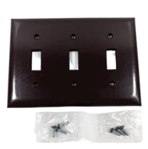 Wall Plate Plastic Three Gang Three Toggle without Line, Brown - £6.20 GBP
