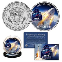 Space X Falcon 9 Rocket Carrying First Ever Crew Us Jfk Kennedy Half Dollar Coin - £7.47 GBP