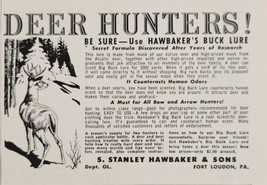 1956 Print Ad Stanley Hawbaker &amp; Sons Buck Deer Lure Fort Loudon,Pennsyl... - $14.86