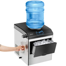 2-In-1 Stainless Steel Countertop Ice Maker Water Dispenser 48Lbs/24H W/ Scoop - £389.22 GBP