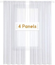 Anjee Small Window Rod Pocket Voile Drapes, Semi Sheer Linen, 38 X 63 Inches - £31.22 GBP
