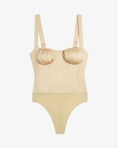 WeWoreWhat Bodysuit Stretch Charmeuse Ruched size 2 Taupe NWT - €38,63 EUR