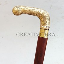 Vintage Designer Brass Handle Antique Style Victorian Cane Wooden Walking Stick - £31.29 GBP