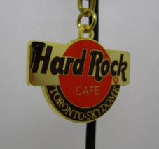 Toronto Skydome Canada Hard Rock Cafe Orange Logo Keychain Double Sided - $11.87