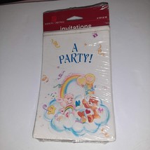 Vintage Care Bears A PARTY  x8 Invitations w/Envelopes Birthday Shower Celebrate - £9.55 GBP