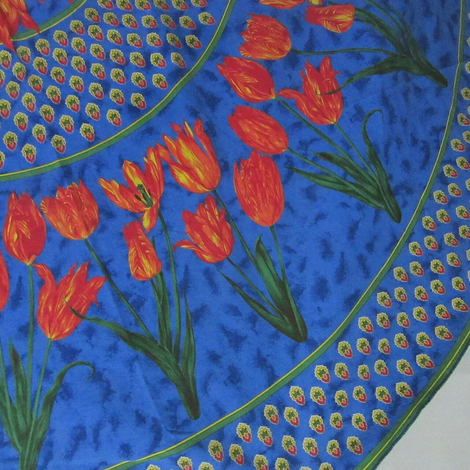 French Provencal Tulip Floral Red Blue 70-inch Round Tablecloth - £46.35 GBP