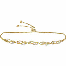 10k Yellow Gold Womens Round Diamond Bolo Fashion Bracelet 1/2 Cttw - £598.42 GBP