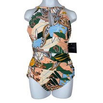Ellen Tracy Womens One Piece Swimsuit Size 6 Floral High Neck With Keyhole Openi - £27.02 GBP