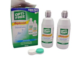 NEW Twin Pack OPTI-FREE Replenish Contact Lens Disinfecting Liquid Solut... - £11.43 GBP