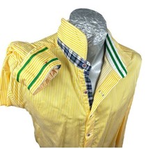 Robert Graham X Size 2XL Mens Shirt Yellow Stripe Green Plaid Accents - £37.84 GBP