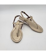 Cole Haan Grove Women&#39;s Size 5.5 B Thong Sandal Leather Brown Metalic - $42.08 CAD