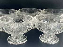 Fifth Avenue HOLIDAY Portico Heavy Cut Crystal Footed Dessert Dishes Set of 7 - £55.22 GBP