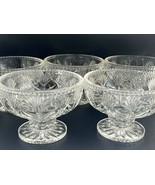 Fifth Avenue HOLIDAY Portico Heavy Cut Crystal Footed Dessert Dishes Set... - £54.50 GBP