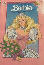 Golden Vintage Barbie Giant Sticker Fun Coloring Book 1990 Fashion Unused - $17.82