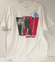 EDDIE MONEY Tourin&#39; Crazy Tour Vintage 90s Concert Blue White T-Shirt Signed XL - £74.18 GBP