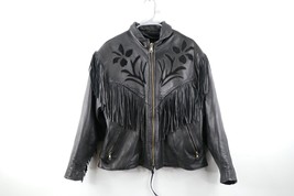 Vtg 80s Womens Size 16 Joe Exotic Tiger King Fringed Rose Leather Jacket... - $156.37