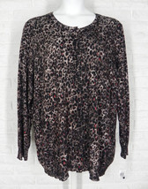 C D DANIELS Cardigan Sweater Knit Abstract Animal Print Brown Black NWT ... - $12.50