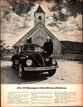 Vintage 1970 Catholic Priest Print Ad Advertising Art Volkswagen VW Bug ... - $25.05