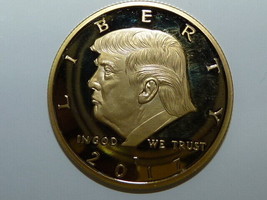 Gold-Plated Liberty Medal of President Trump, 45th President of the US, D 3.8 cm - £55.15 GBP