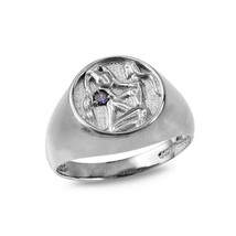 Sterling Silver Aquarius Zodiac CZ Ring - £39.08 GBP