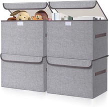 Bagnizer Medium 22 Quart Linen Fabric Foldable Storage Cube Bin, Closet - £35.35 GBP