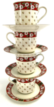 Kobe Charlton Hall Classic Traditions Christmas Set of 4 Cups Saucers Ho... - $24.74