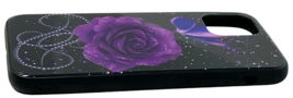 Plastic Back Cover For iPhone 11 PRO 5.8" Black - Butterfly Purple Rose & Pearls image 4