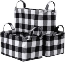 Foldable Storage Baskets In Black And White, Buffalo Plaid Cube, Drawers 3 Pack. - £28.27 GBP
