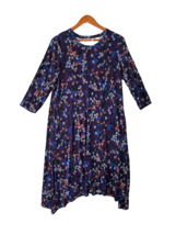 LOGO BY LORI GOLDSTEIN Womens Dress Purple Floral Stretch Midi 3/4 Sleeve S - £12.02 GBP