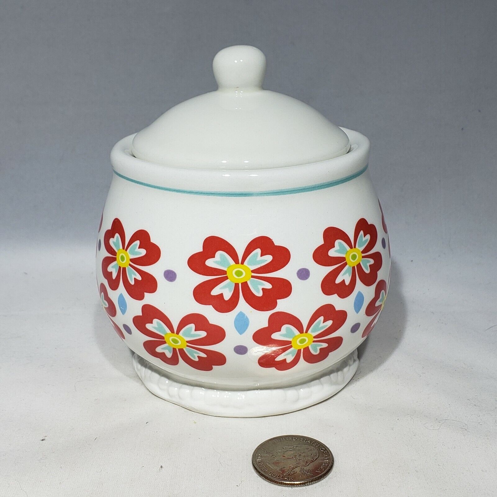Primary image for The Pioneer Woman Flea Market Floral Red Daisy Lidded Sugar Bowl 