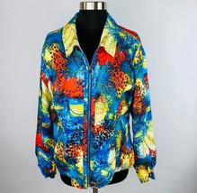Toni Morgan Women&#39;s  L Collared Colorful Animal Print Abstract Floral Jacket - £19.86 GBP
