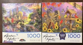 2x 1000 Pc Puzzle Lot by Abraham Hunter:  Autumn Gathering &amp; Mountain Village - $24.50