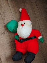 Vintage Stuffins Santa Claus Green Sack Nylon Plush Toy Christmas Holiday 14&quot; - $11.96