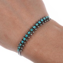 6&quot; 40&#39;s-50&#39;s Zuni Snake eye turquoise silver cuff bracelet - $193.05