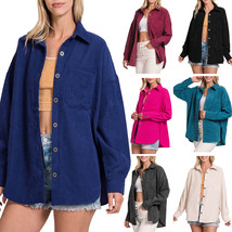 Womens Long Sleeve Corduroy Oversized Shacket Jacket - $39.95