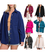 Womens Long Sleeve Corduroy Oversized Shacket Jacket - $54.82 CAD