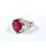 5 Ct Oval Cut Red Natural Ruby Woman Silver Ring 14k Yellow Gold Plated New Ring - $112.20