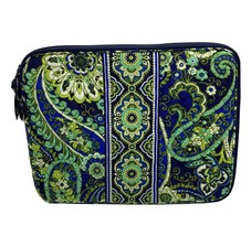 Vera Bradley Quilted Blue &amp; Green Paisley Pattern Laptop Sleeve Rhythm and Blues - £28.14 GBP