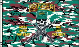 3x5 Ranger Mess With The Best Die Like The Rest Woodland Camo Camoflauge Flag 3&#39; - £3.84 GBP