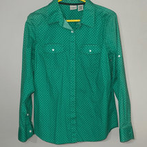 L.L.Bean Green White Polka Dot Shirt - $19.60