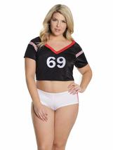 Coquette international Fashion Football Crop Top &amp; Booty Shorts Black/White Plus - £23.94 GBP