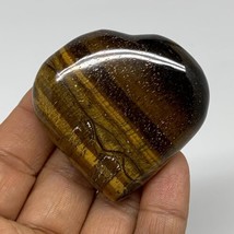 77.8g, 2&quot;x2.1&quot;x0.8&quot;, Tiger&#39;s Eye Heart Polished Healing Crystal @India, B33890 - £18.68 GBP
