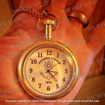 Vintage 1876 Victoria London Brass Pocket Watch With Leather Cover - £19.48 GBP