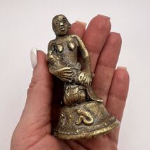 Miniature Antique Cast Bronze Brass Decor Figure Statue Woman &amp; Child Pr... - $120.00