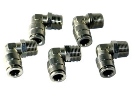 Swivel Elbow 3/8&quot; Tube x 3/8&quot; Thread Push in Pneumatic Fitting 5 Pack #6085 - £9.54 GBP