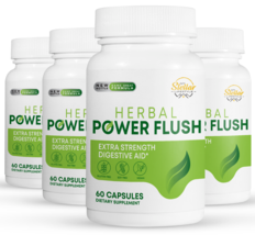 4 Pack Herbal Power Flush, ayuda digestiva extra fuerte-60 Cápsulas x4 - £99.23 GBP