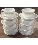 VTG Set of 8 Corelle Corning Butterfly Gold Hook Handle Coffee Cups w/Sa... - $34.25