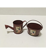 Small decorative metal water pitcher and pail bucket Early Americana hom... - $375.38 MXN